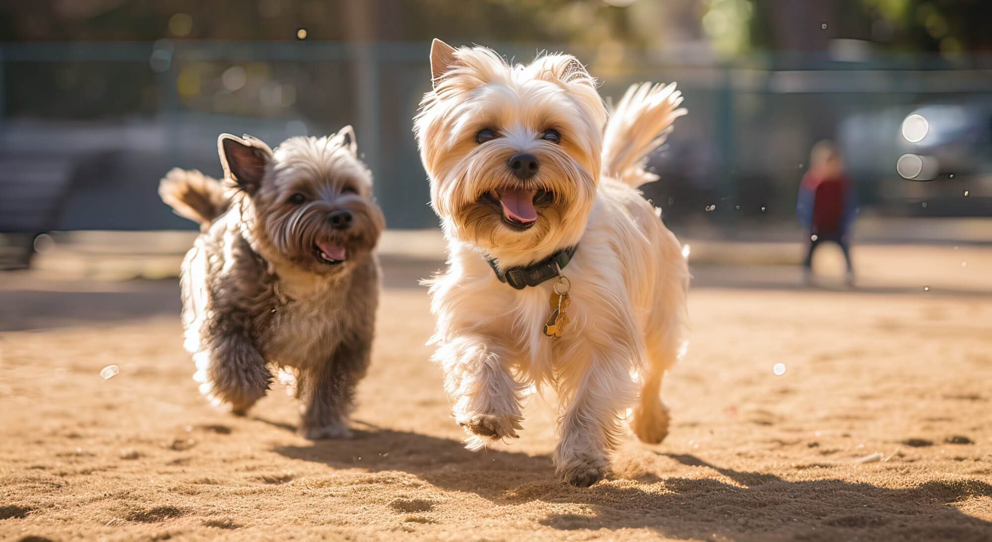 perros jugando en el parque